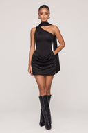 Dèlency Éclat black one-shoulder mini dress, styled look