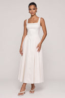 Dèlency Solène ivory corset midi dress with square neckline