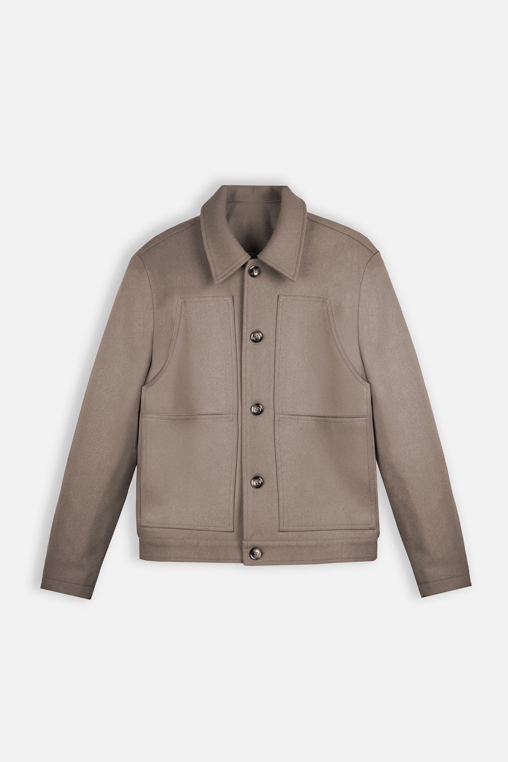 Boxy Wool Blend Jacket — Sand Grey | Délency – Dèlency