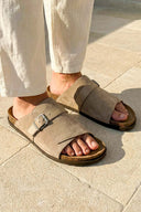 PORTOFINO SUEDE SLIDE LIGHT TAUPE