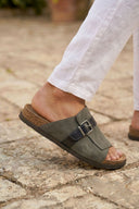 PORTOFINO SUEDE SLIDE DEEP GRAY