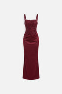 Dèlency Roselle burgundy maxi dress with floral embroidered bodice