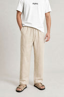 REGULAR FIT LINEN PANTS LIGHT BEIGE