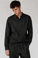 LONG SLEEVE LINEN SHIRT BLACK