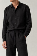 LONG SLEEVE LINEN SHIRT BLACK