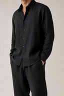 LONG SLEEVE LINEN SHIRT BLACK