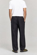 REGULAR FIT LINEN PANTS BLACK