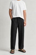 REGULAR FIT LINEN PANTS BLACK
