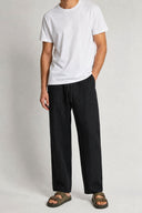 REGULAR FIT LINEN PANTS BLACK