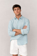 LONG SLEEVE LINEN SHIRT LIGHT BLUE