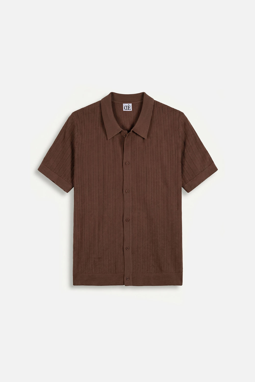 KNITTED SHORT SLEEVE SHIRT BROWN