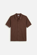 KNITTED SHORT SLEEVE SHIRT BROWN