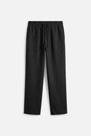 REGULAR FIT LINEN PANTS BLACK