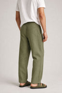 REGULAR FIT LINEN PANTS MILITARY GREEN