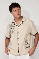 OLIVE EMBROIDERED SHIRT
