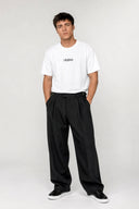DOUBLE PLEAT WIDE LEG TROUSERS