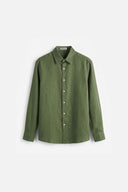 LONG SLEEVE LINEN SHIRT FOREST GREEN