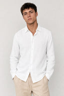 LONG SLEEVE LINEN SHIRT WHITE